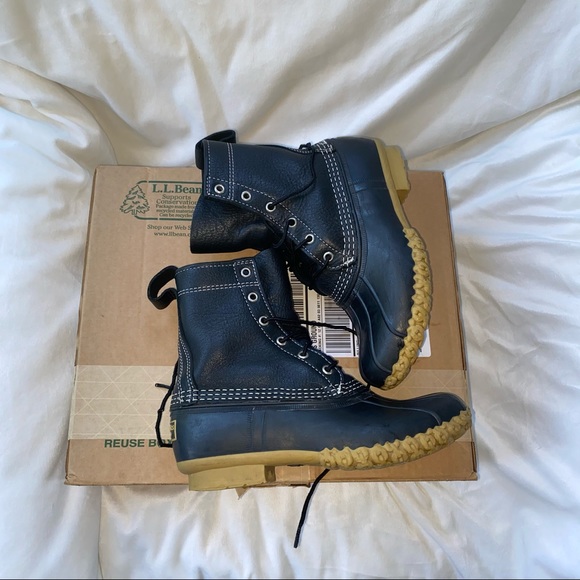 ❤️RARE Size 7/8 ShearlingFUR* LL BEAN BOOTS black ll bean L.L.Bean duck boot 8” - Picture 11 of 14